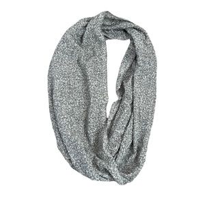 Gray and white infinity scarf
